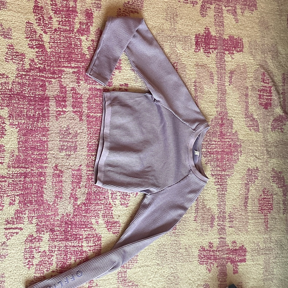 Aerie Lavender Striped Long Sleeve Top